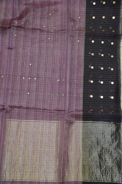 Pure Matka Tussar Saree - Round Zari Butta Araku