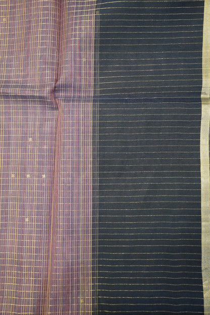 Pure Matka Tussar Saree - Round Zari Butta Blue