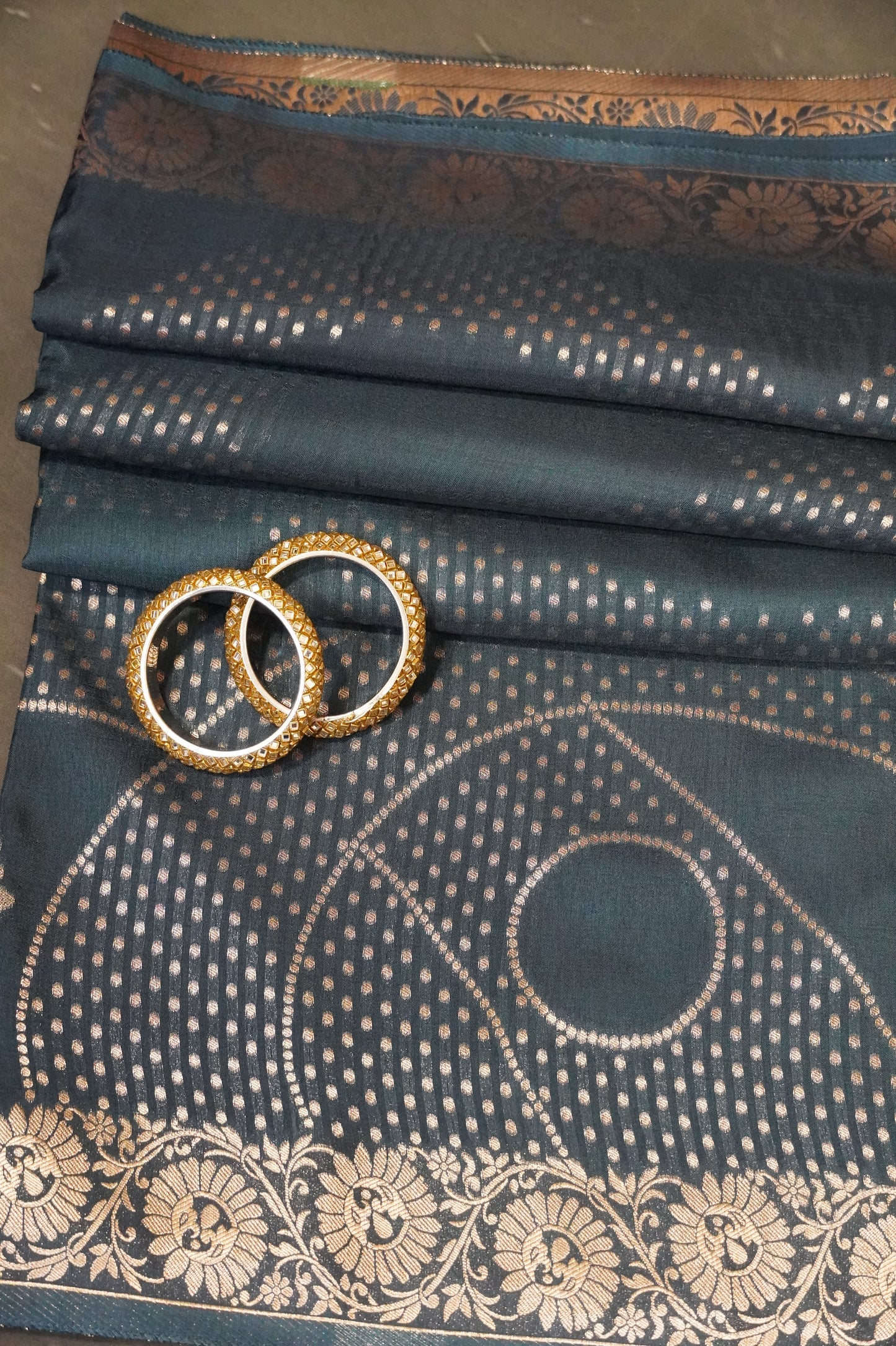 Banarasi Crepe Saree - Light Peacock Blue