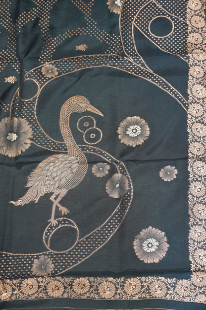 Banarasi Crepe Saree - Light Peacock Blue