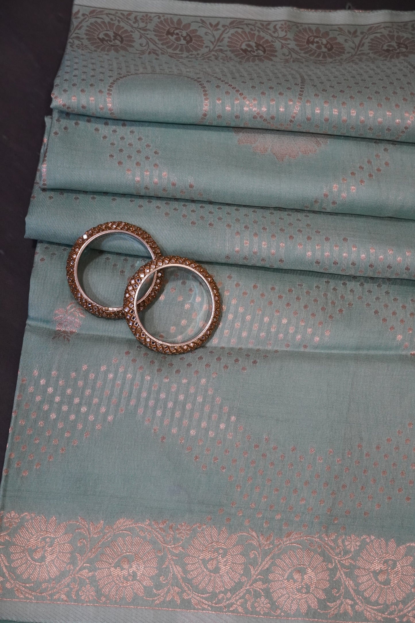 Banarasi Crepe Saree - Sea Blue