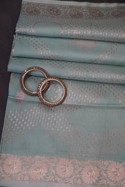Banarasi Crepe Saree - Sea Blue