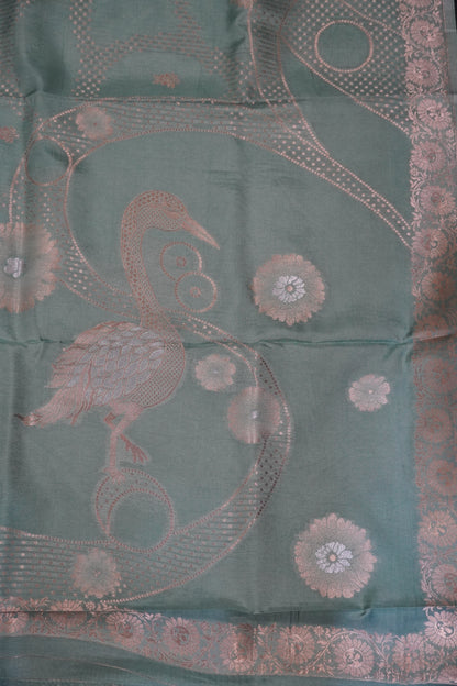 Banarasi Crepe Saree - Sea Blue