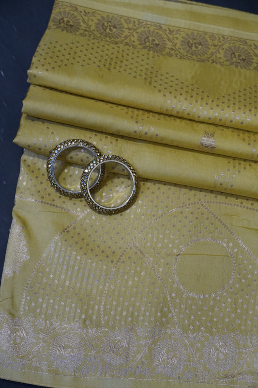 Banarasi Crepe Saree - Baby Yellow