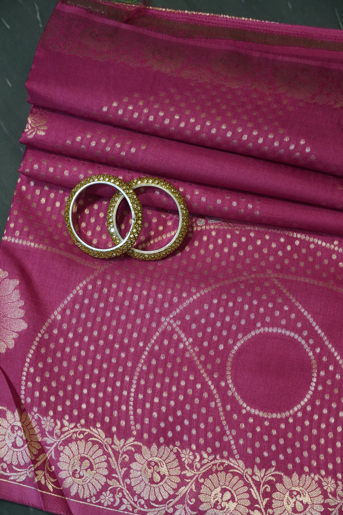 Banarasi Crepe Saree - Dark Pink