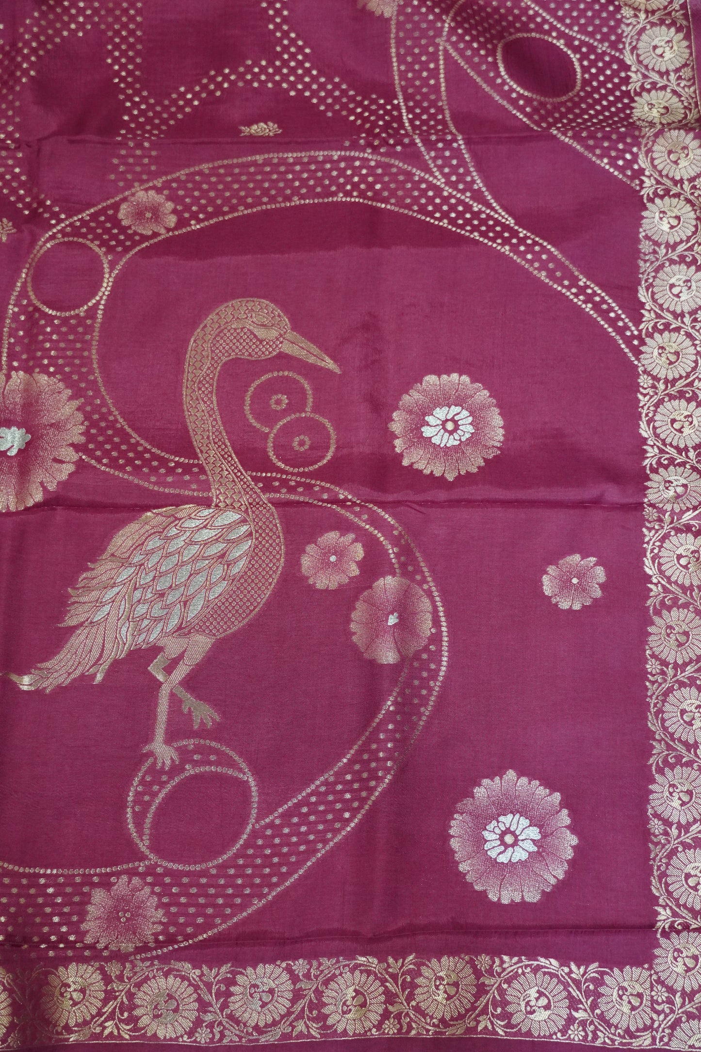 Banarasi Crepe Saree - Dark Pink