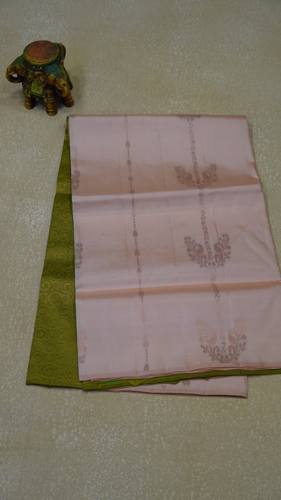 Pure Soft Silk Saree 1  1/2 Warp - Light Peach to Green