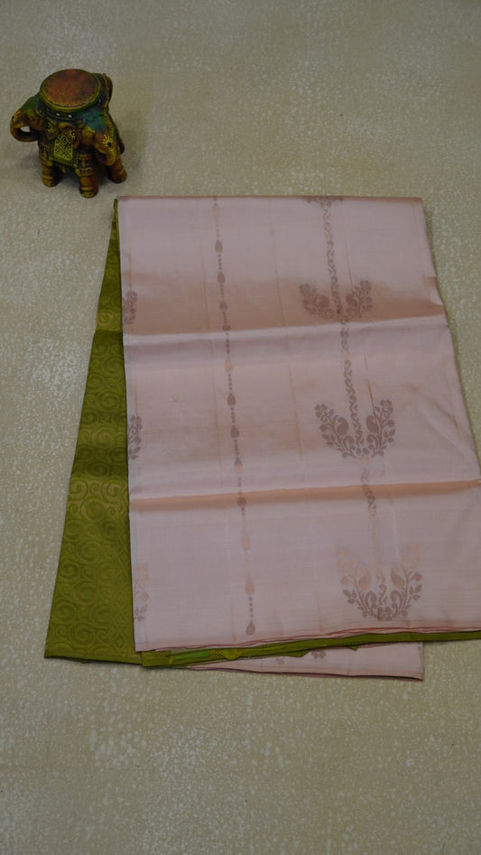 Soft Silk Saree 1  1/2 Warp - Light Peach to Green