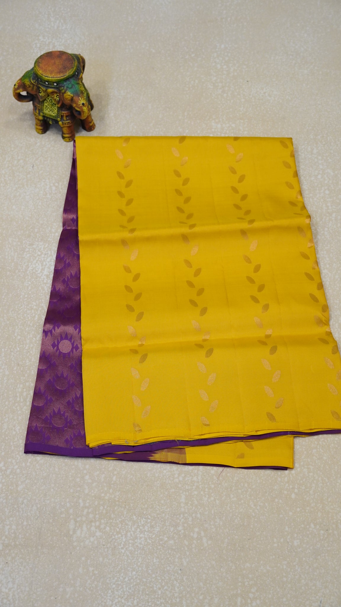 Pure Soft Silk Saree 1  1/2 Warp - Mustard to Purple