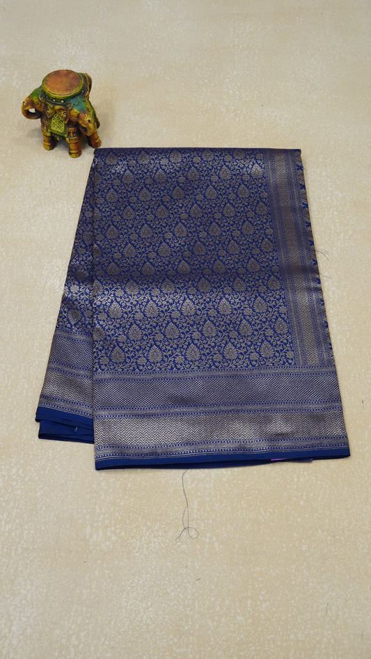 Semi Banarasi Saree Uppada Silk - Navy Blue