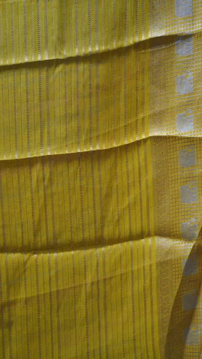 Semi Dola Silk Saree-Black Elephant Checks