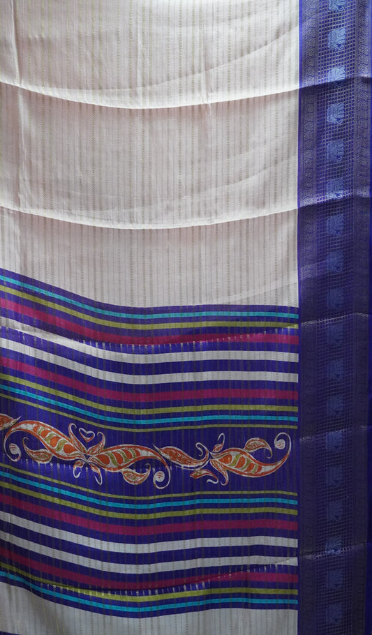 Semi Dola Silk Saree-Peach Elephant Checks