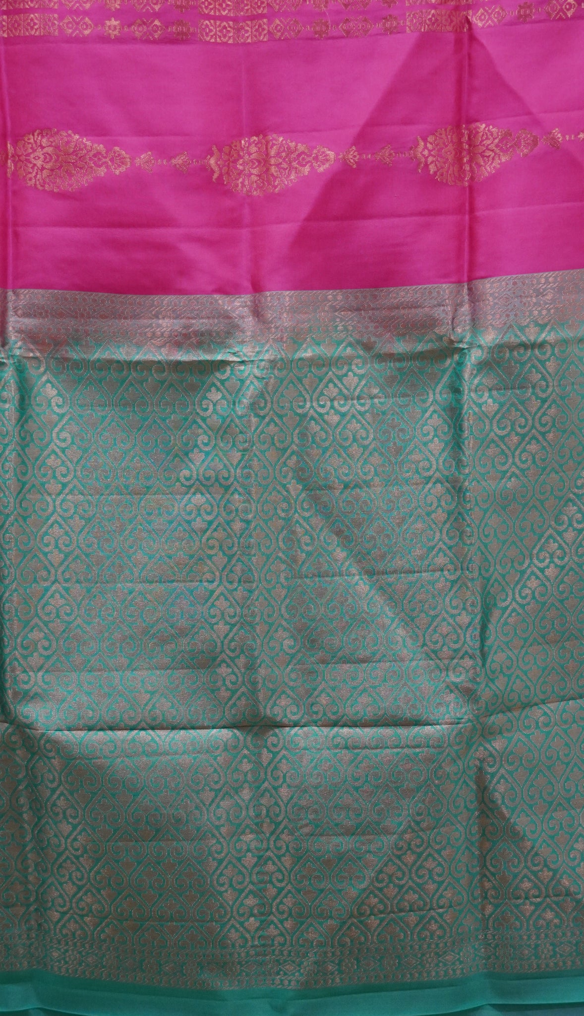 Pure Soft Silk Saree  1  1/2 Warp - Peach - Pink to Teal Green