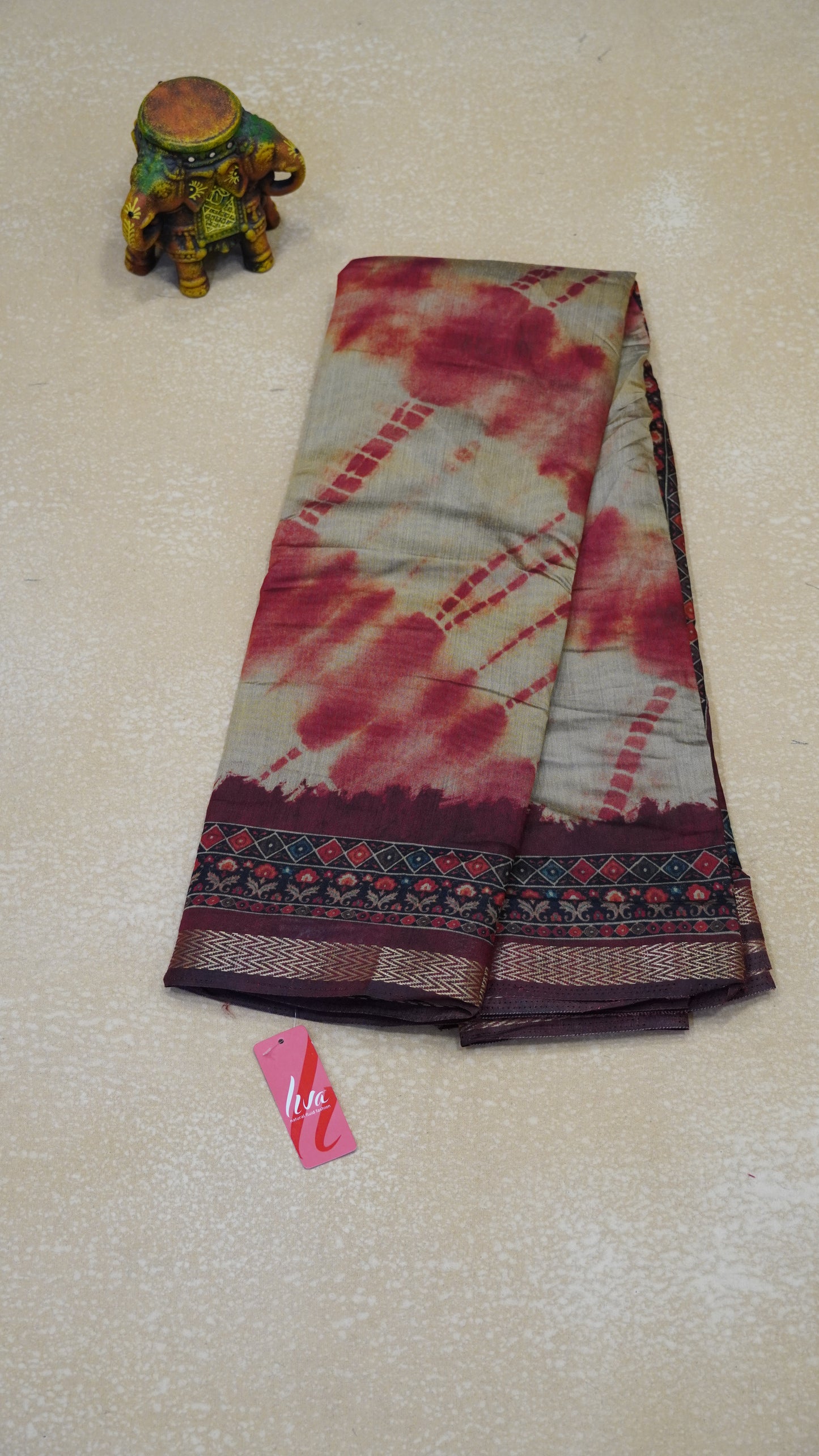 Maheswari Cotton Saree - Beige to Red