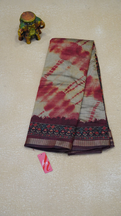 Maheswari Cotton Saree - Beige to Red