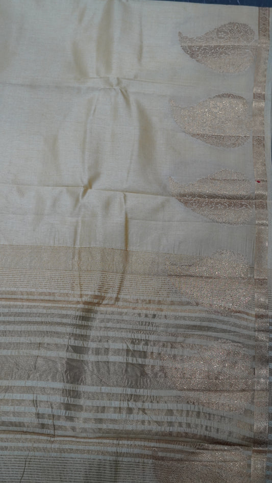 Semi Tussar Saree-Sandal Leaf Butta