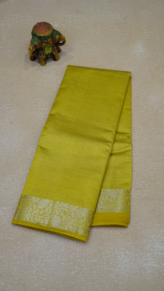 Semi Tussar Saree with Jacquard Border - Yellow