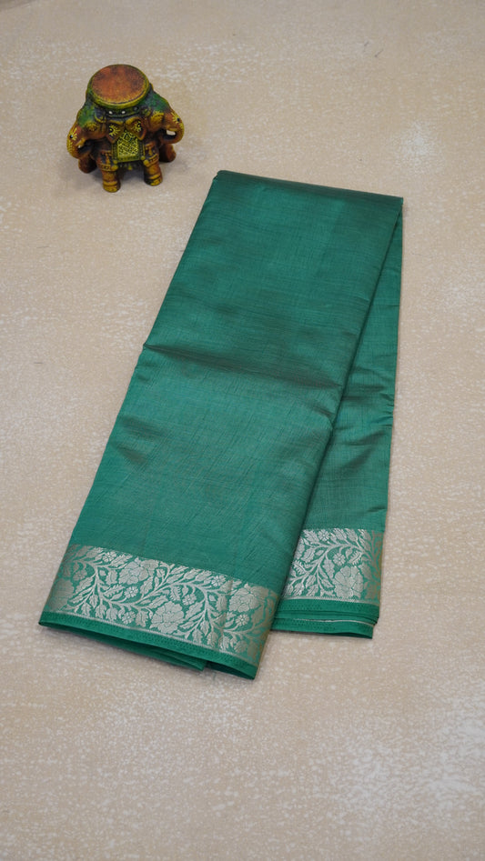 Semi Tussar Saree with Jacquard Border - Green