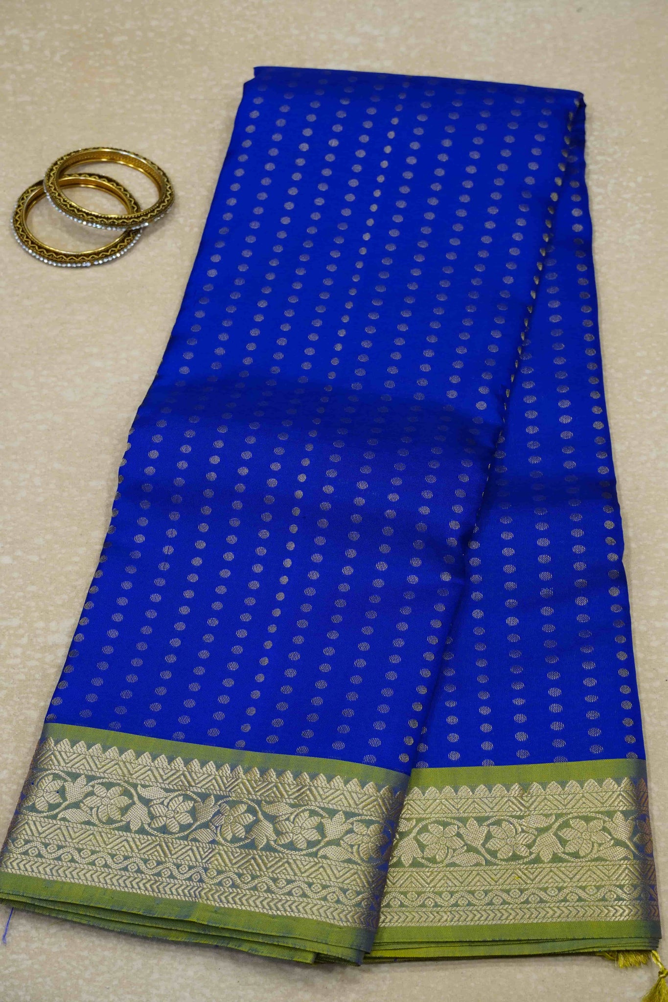 Akshayam - Pure Kanchipuram Saree- Ink Blue 1000 Butta
