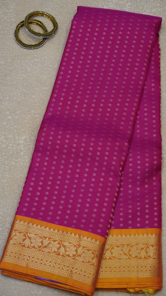 Akshayam - Pure Kanjivaram Saree - Rani Pink 1000 Butta