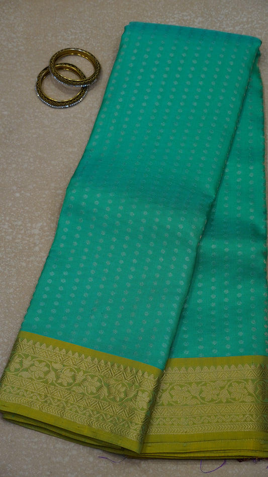 Akshayam - Pure Kanjivaram Saree- Teal Green 1000 Butta
