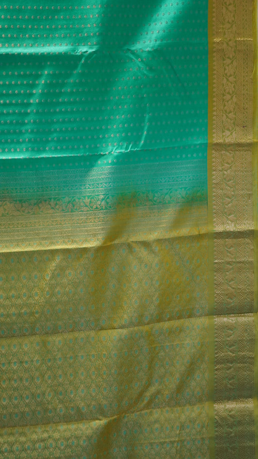Akshayam - Pure Kanjivaram Saree- Teal Green 1000 Butta