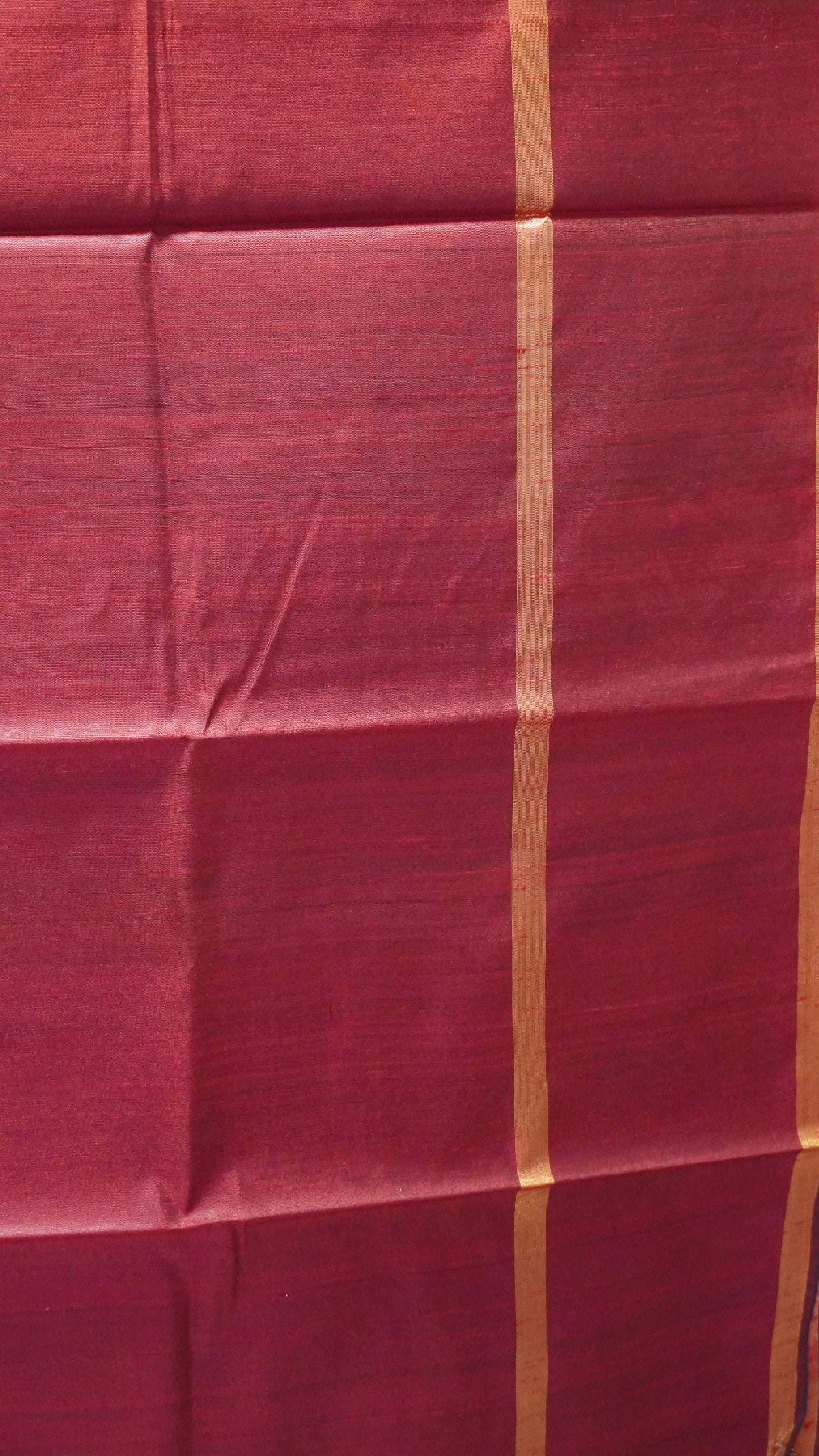 Pure Dupion Silk Saree - Maroon Big Border