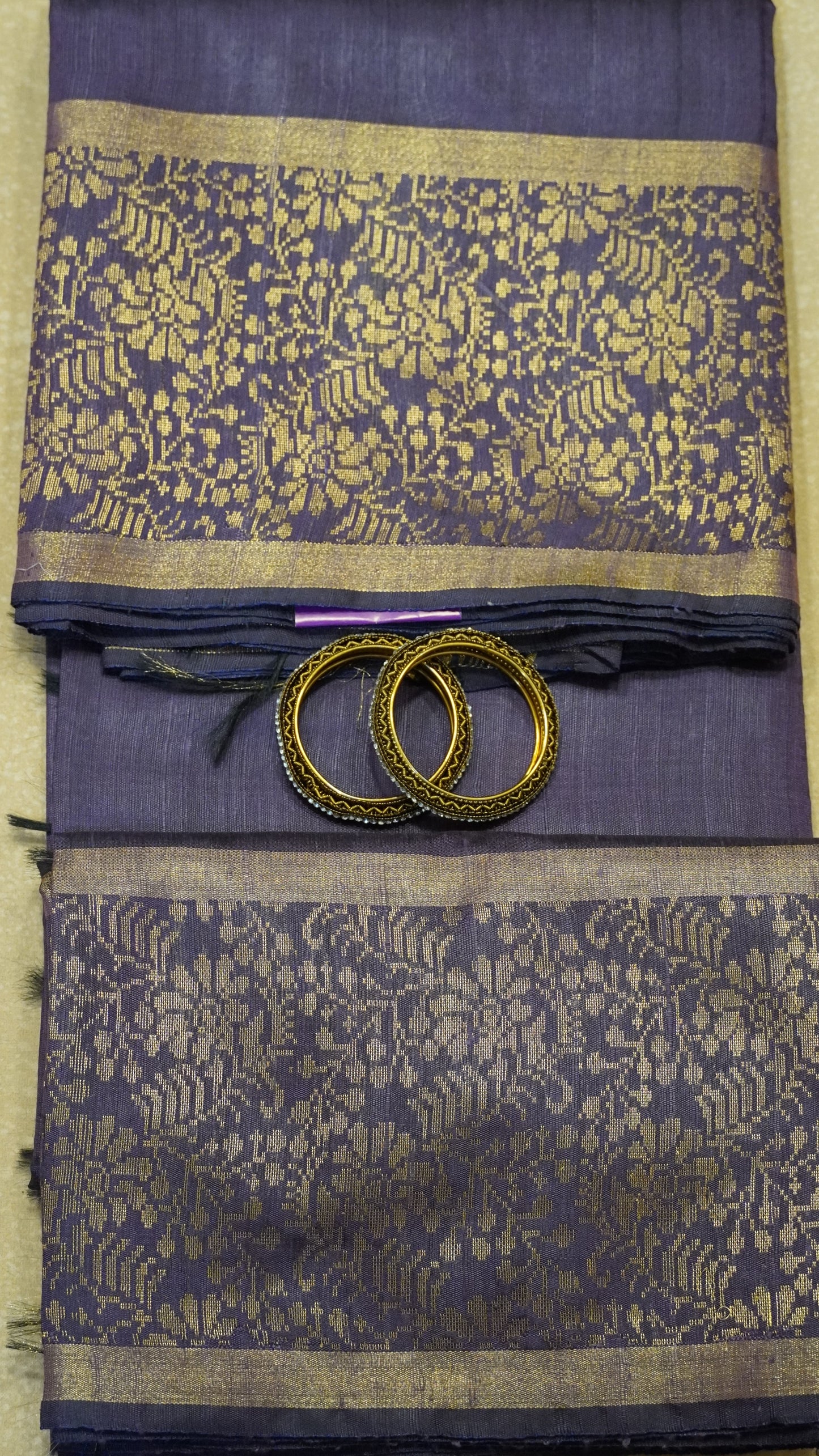 Pure Dupion Silk Saree - Lavender Big Border