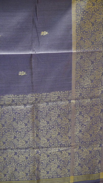 Pure Dupion Silk Saree - Lavender Big Border