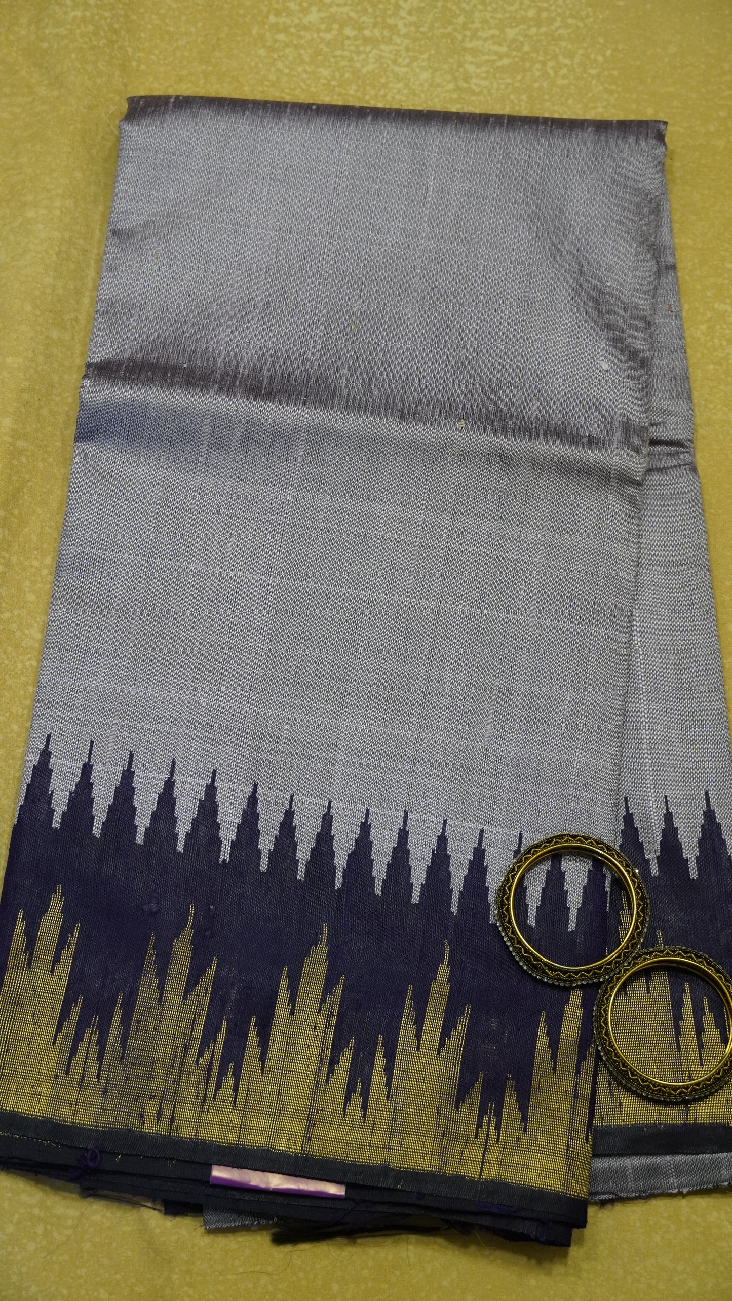 Pure Dupion Silk Saree - Lavender Tower Border