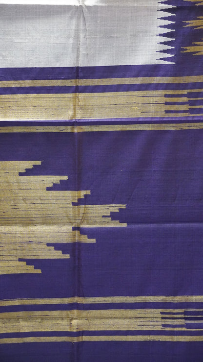 Pure Dupion Silk Saree - Lavender Tower Border