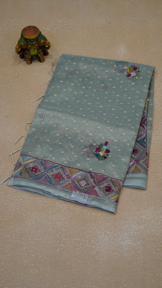 Tissue Kota Saree - Green