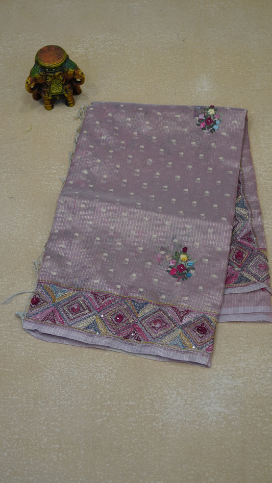 Tissue Kota Saree - Pink