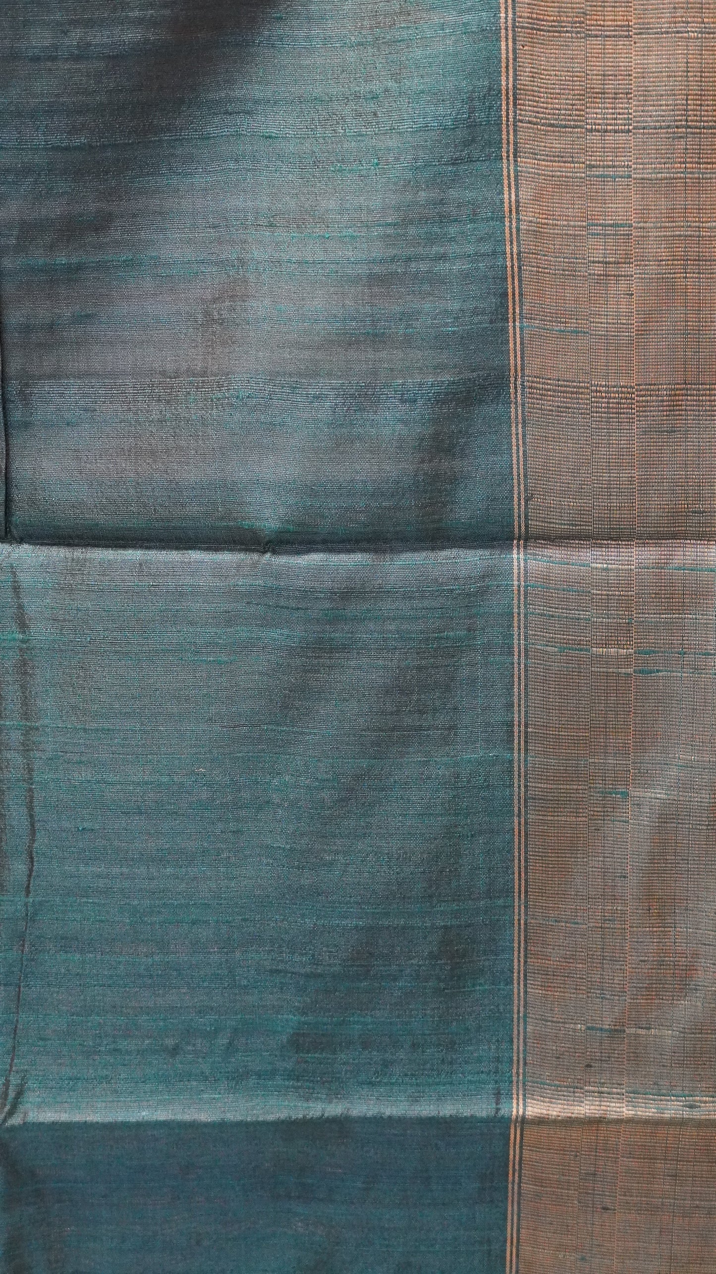 Pure Dupion Silk Saree - Gold Tower Border