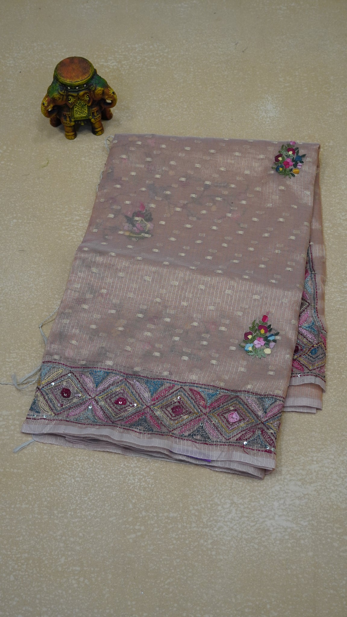 Tissue Kota Saree - Peach