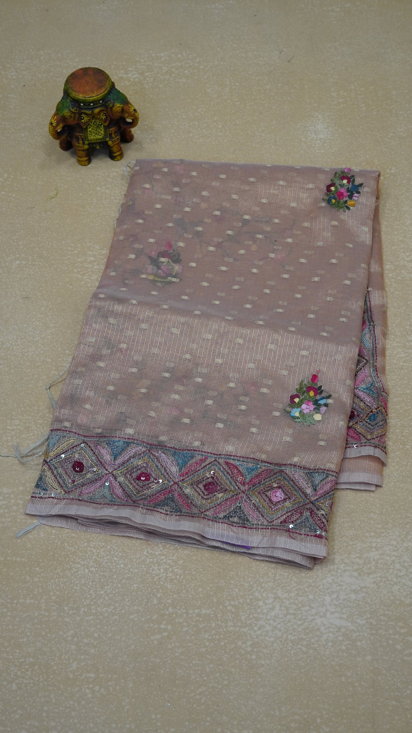 Tissue Kota Saree - Peach
