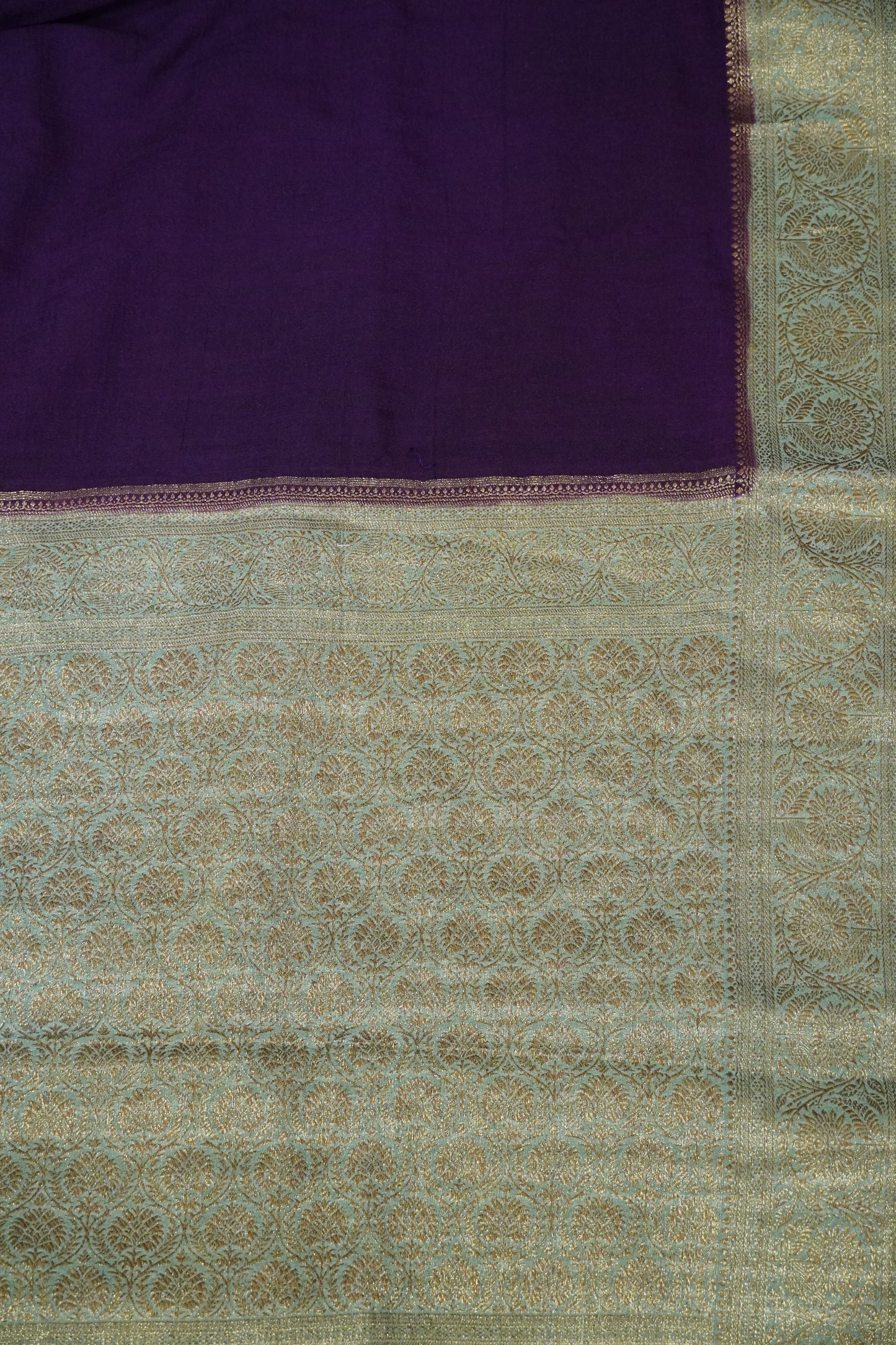 Banarasi Geogette Saree - Wine - Light Green