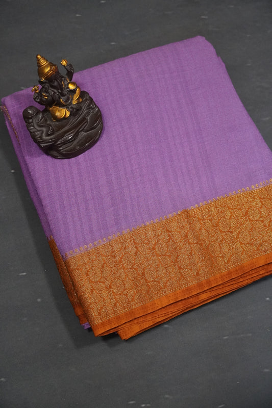 Banarasi Georgette Saree - Lavender - Orange