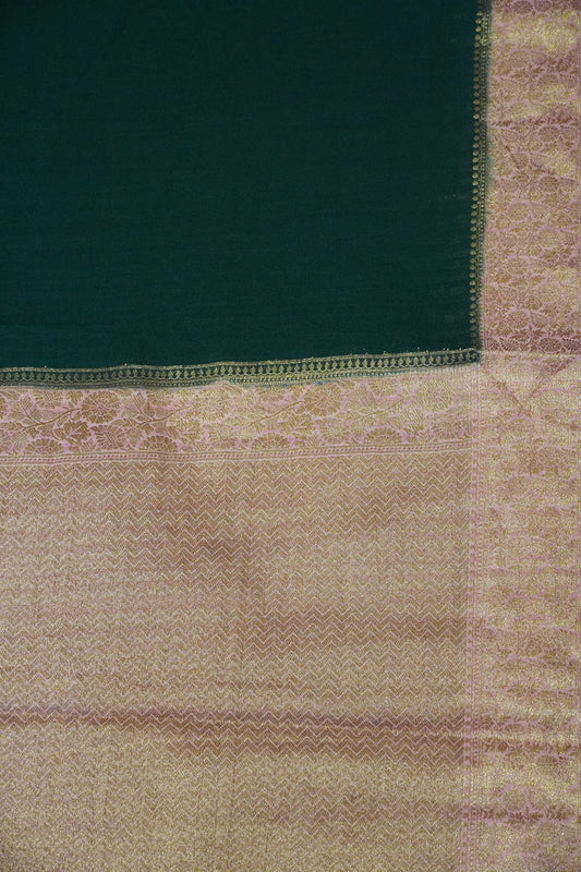 Banarasi Georgette Saree - Bottle Green - Peach