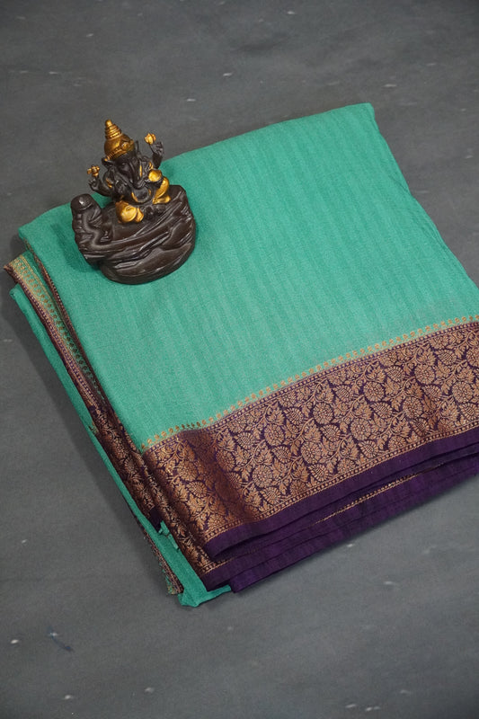 Banarasi Georgette Saree - Sea Green - Wine