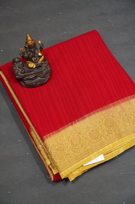 Banarasi Georgette Saree - Red - Yellow