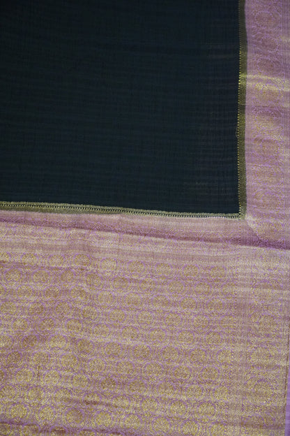 Banarasi Georgette Saree - Black - Pink