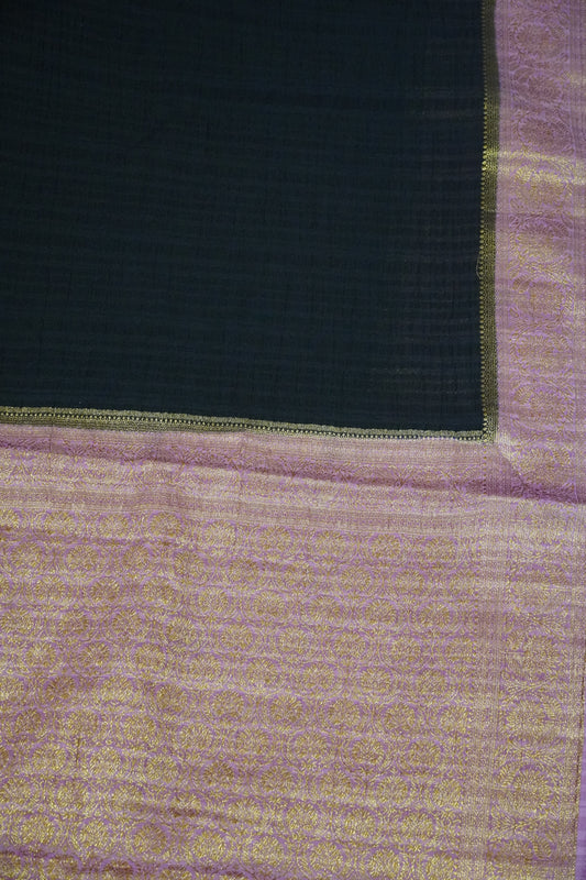 Banarasi Georgette Saree - Black - Pink