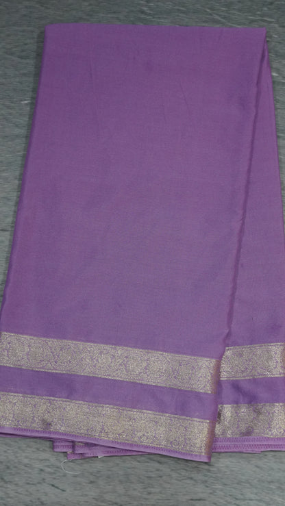 Semi Mysore Silk- Lavender Double Border