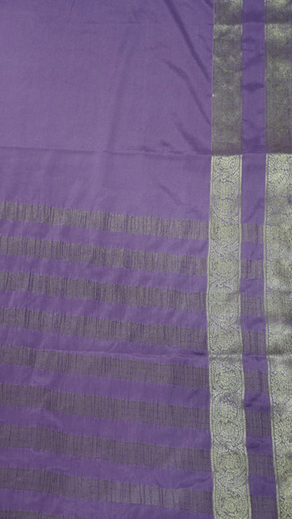 Semi Mysore Silk- Lavender Double Border