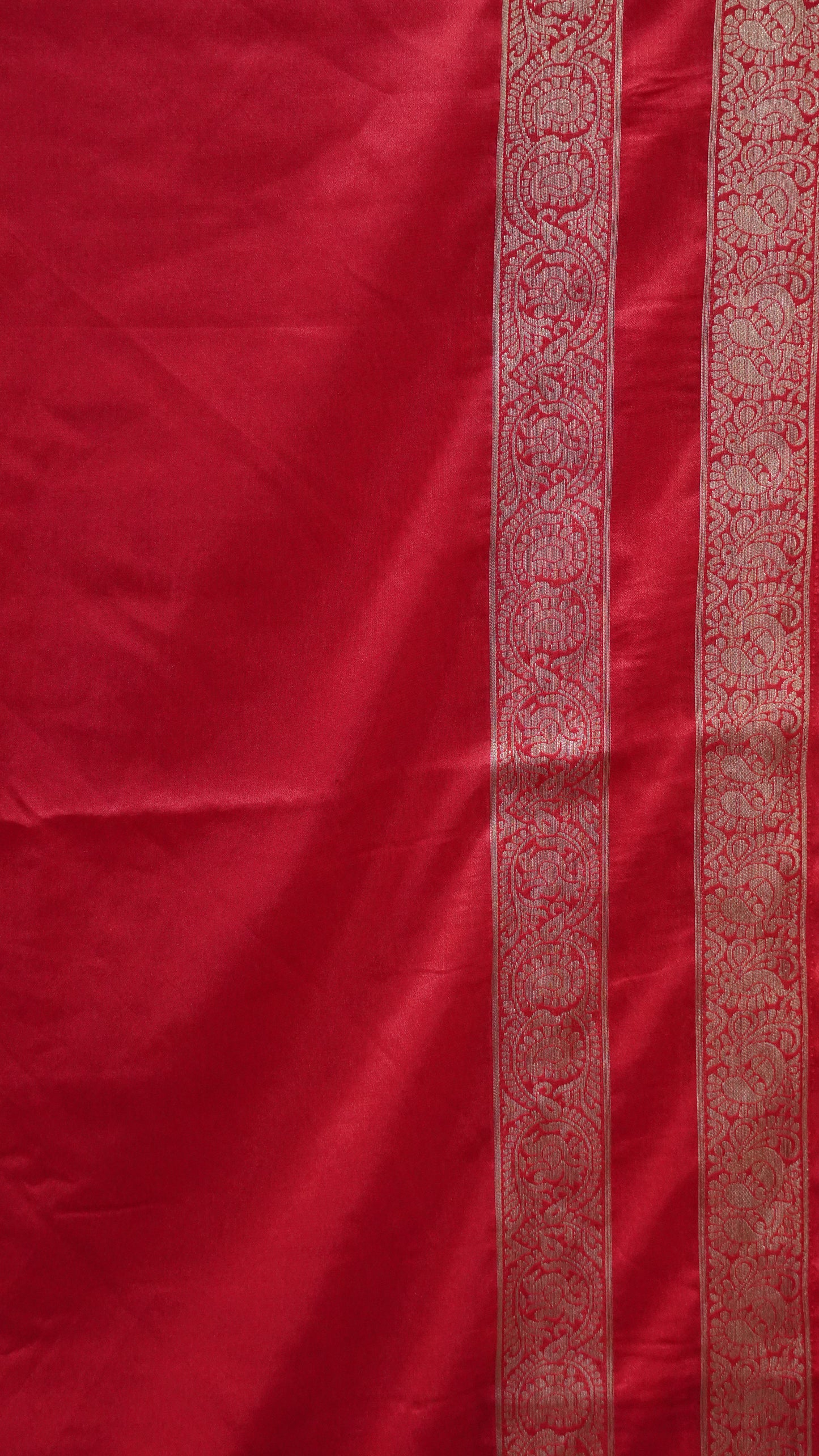 Semi Mysore Silk- Red Double Border