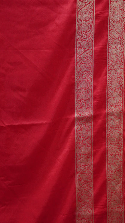 Semi Mysore Silk- Red Double Border