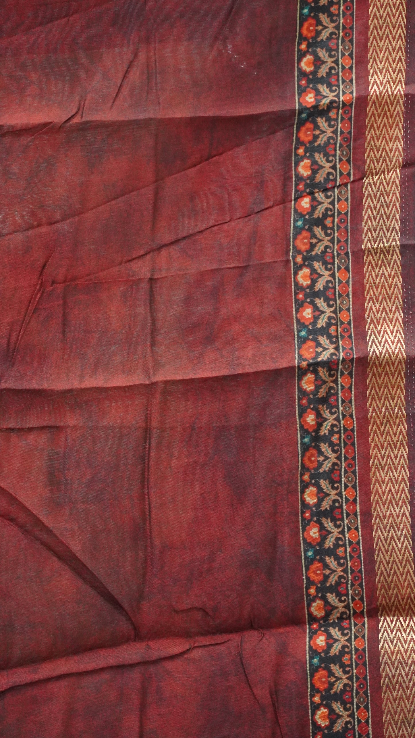 Maheswari Cotton Saree - Beige to Red