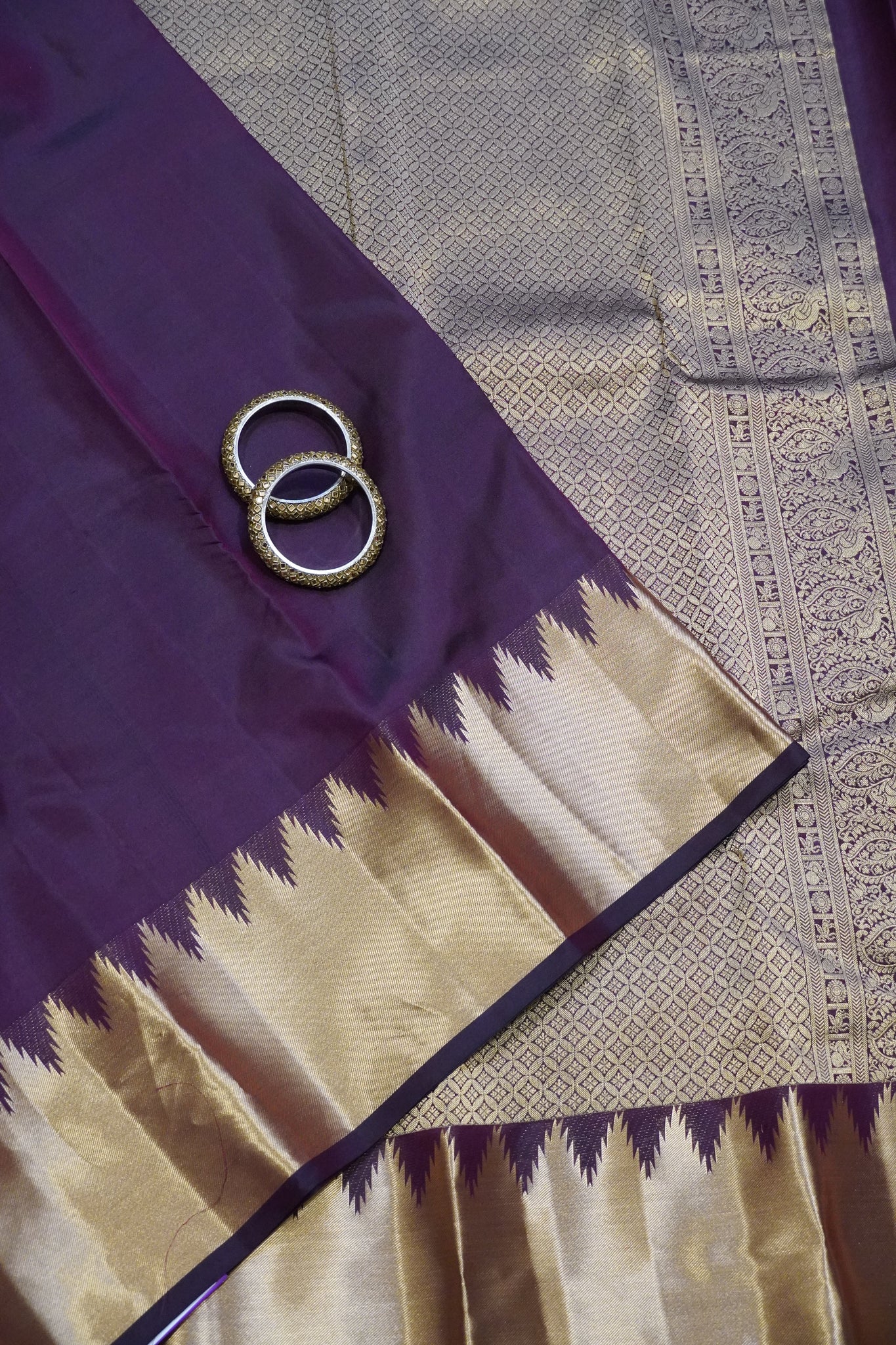 Pure Kanchipuram Silk Saree - Temple Border Maroon