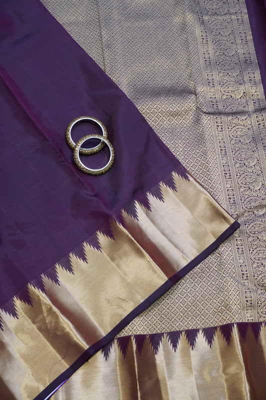 Pure Kanjivaram Silk Saree - Temple Border Maroon